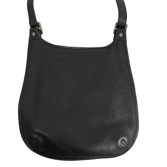 Y2K Coach 9135 Black Leather Slim Hippie Flap Saddle Bag Crossbody Bag USA - Picture 3 of 11